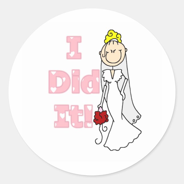 Sticker Rond Blond Bride Je L'Ai Fait (Devant)