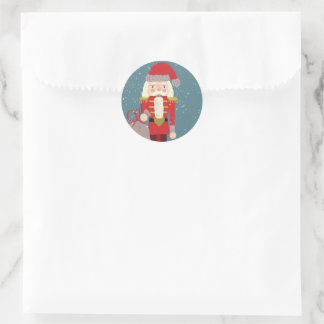 Sticker Rond Blond Christmas Nutcracker Santa Teal