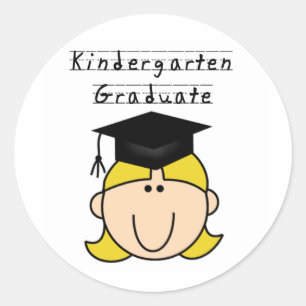 Sticker Rond Blond Girl Kindergarten Graduate