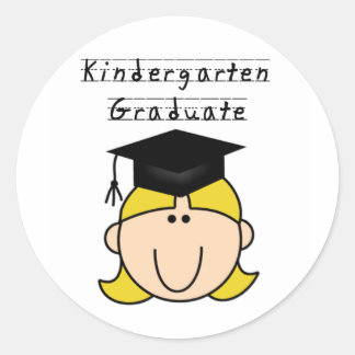 Sticker Rond Blond Girl Kindergarten Graduate