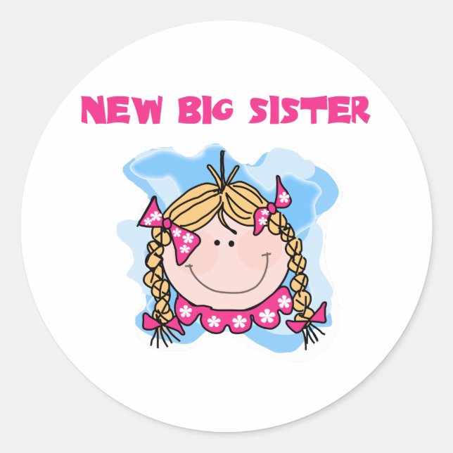 Sticker Rond Blond Girl New Big Sister (Devant)