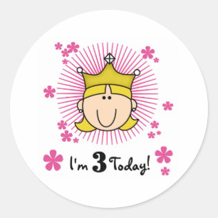 Sticker Rond Blond Princess 3e anniversaire