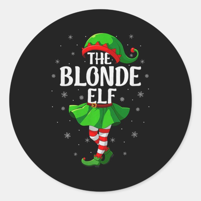 Sticker Rond Blonde Elf Christmas Girls Women Elf Squad Xmas Fa (Devant)