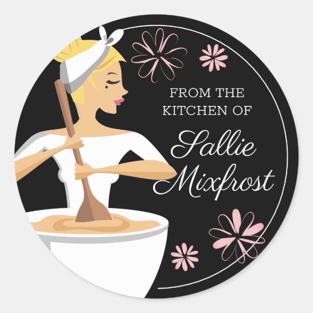 Sticker Rond Blonde femme boulangerie de la cuisine de (Devant)
