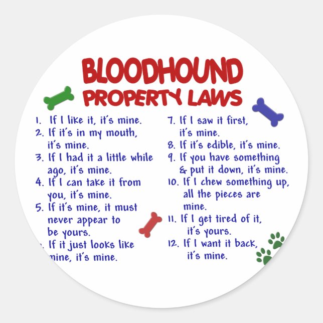 Sticker Rond BLOODHOUND, propriété Lois 2 (Devant)