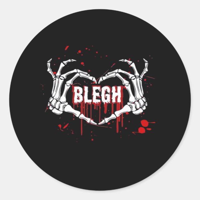 Sticker Rond Bloody Breakdown, Skeleton Heart Hands Emo, Metalc (Devant)