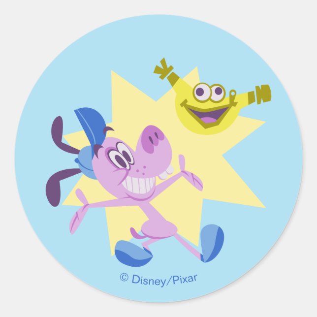 Sticker Rond Bloofy et Pouchy (Devant)