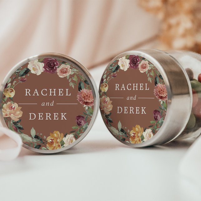 Sticker Rond Bloom rustique | Floral Mariage de couronne (Créateur téléchargé)
