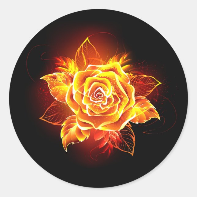 Sticker Rond Blooming Fire Rose (Devant)