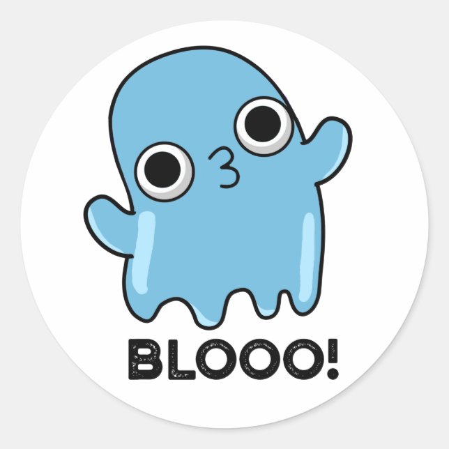 Sticker Rond Blooo Funny Blue Ghost Pun (Devant)