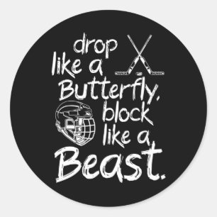 Sticker Rond Bloquer comme un hockeyeur de glace de bête