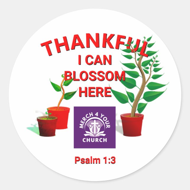 Sticker Rond Blossom plantée ici Église chrétienne AJOUTER LOGO (Devant)