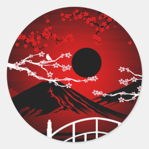Sticker Rond Blossom rouge