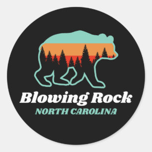 Sticker Rond Blown Rock Caroline du Nord Ours Rétro Vintage