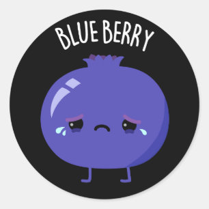 Sticker Rond Blue Berry Funny Blueberry Pun Dark BG