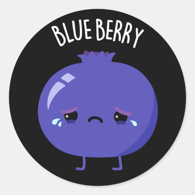 Sticker Rond Blue Berry Funny Blueberry Pun Dark BG (Devant)