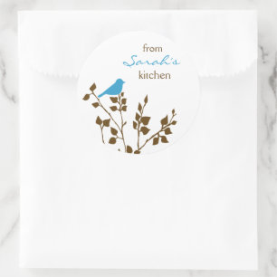 Sticker Rond Blue Bird Nature Canning and Baking