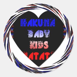 Sticker Rond Blue Black Hakuna Matata Baby Kids Design.png