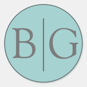 Sticker Rond Blue Bride Groom Monogramme Mariage Faveur