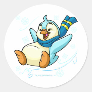 Sticker Rond Blue Bruce glissant sur la glace