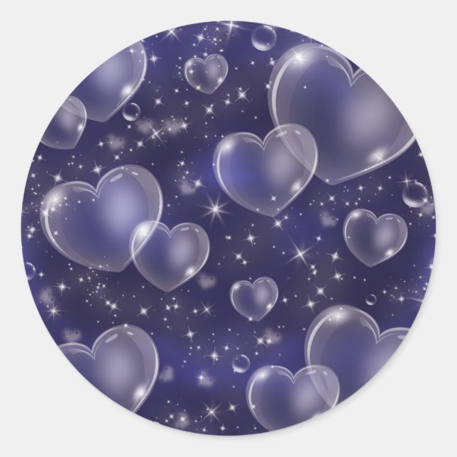 Sticker Rond Blue Bubble Hearts mignon Girly 90's Style Anniver (Devant)