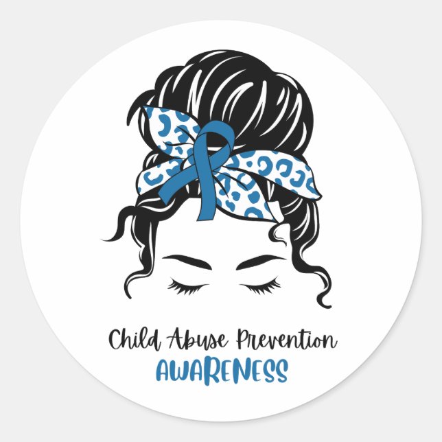 Sticker Rond Blue Child Abuse Prevention Awareness Blue Messy (Devant)