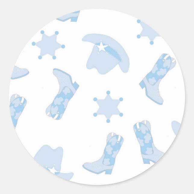 Sticker Rond Blue Cowboy Casquette Cowboy Boots Boots Boots Boy (Devant)
