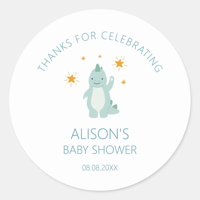 Sticker Rond Blue Dinosaur Twinkle Star Baby Boy (Créateur téléchargé)