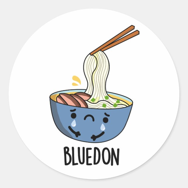 Sticker Rond Blue-don Funny Udon Pun  (Devant)