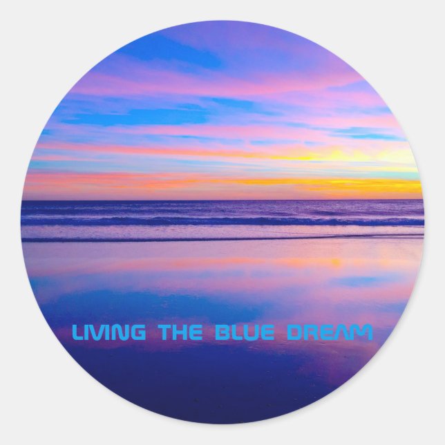 Sticker Rond Blue Dream Sunset Père Noël Monica (Devant)
