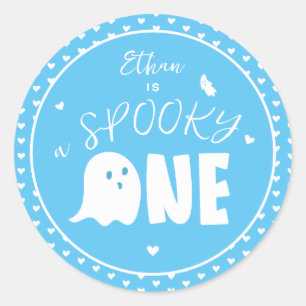 Sticker Rond Blue Éffrayant One Boy Ghost Halloween 1er Anniver