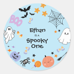 Sticker Rond Blue Éffrayant One mignonne Fantôme Halloween 1er