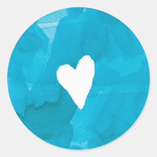 Sticker Rond Blue Folk Art Floral Aquarelle Mariage