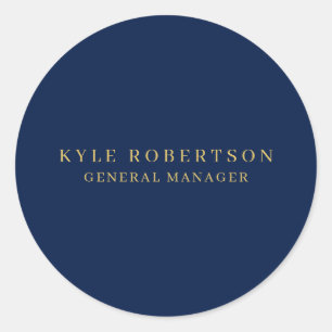 Sticker Rond Blue Gold Professional Nom personnel tendance