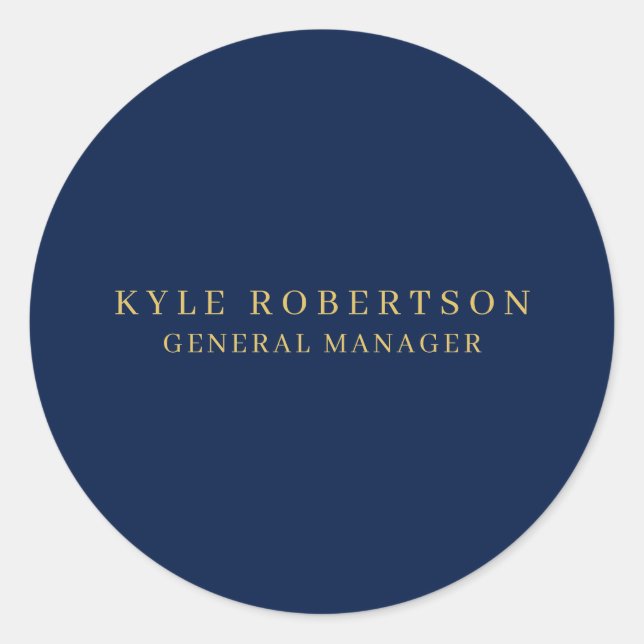 Sticker Rond Blue Gold Professional Nom personnel tendance (Devant)