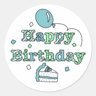 Sticker Rond Blue Green Joyeux anniversaire