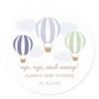 Blue Hot Air Balloons Boy Baby shower Classic Roun