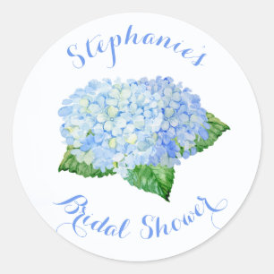 Sticker Rond Blue Hydrangea Aquarelle Fête des mariées florale