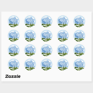 Sticker Rond Blue Hydrangea et Circle Douche Favoriser