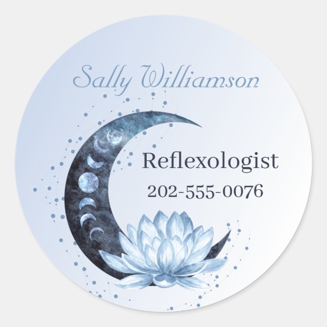 Sticker Rond Blue Lotus Flower Lune Business Promotion (Devant)