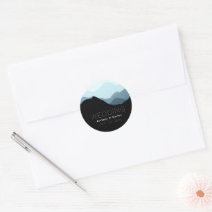 Sticker Rond Blue Mountain Range, Mariage rustique