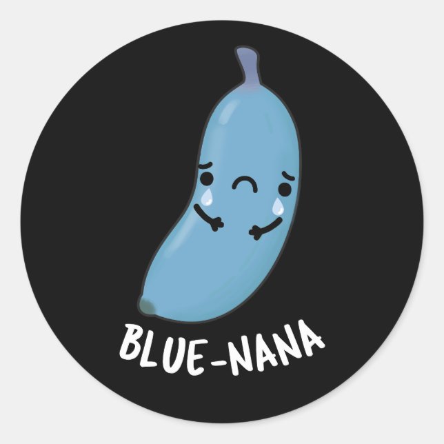 Sticker Rond Blue-nana Funny Banana Pun Dark BG (Devant)