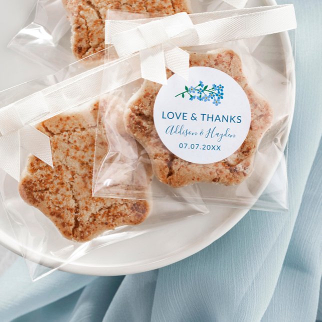 Sticker Rond Blue Oubliez-moi Pas Mariage Amour & Merci (Créateur téléchargé)