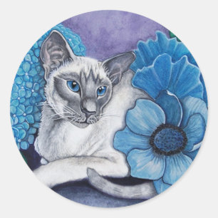 Sticker Rond Blue Point Siamese chat