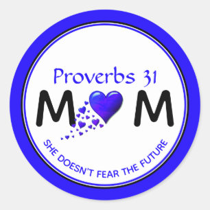 Sticker Rond Blue Proverbes 31 Maman Christian