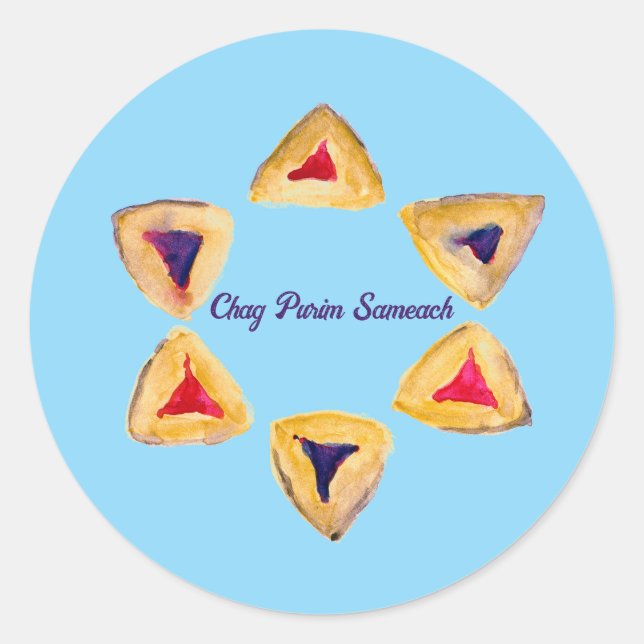 Sticker Rond Blue Purim Hamantaschen (Devant)