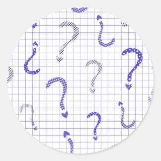 Sticker Rond Blue question mark seamless pattern