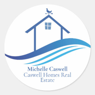 Sticker Rond Blue Real Estate Company Accueil Logo moderne Pers