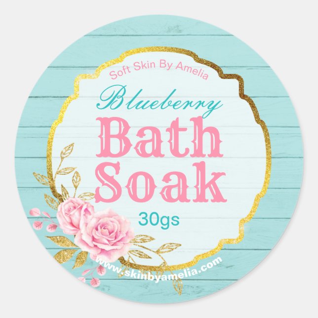 Sticker Rond Blue Shabby Chic Gold Parties scintillant Body Scr (Devant)