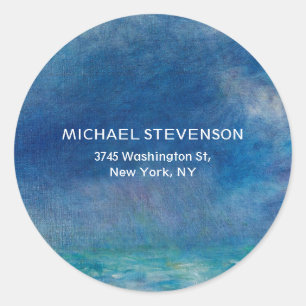 Sticker Rond Blue Sky Sea Abstrait Unique Chic Moderne Minimal